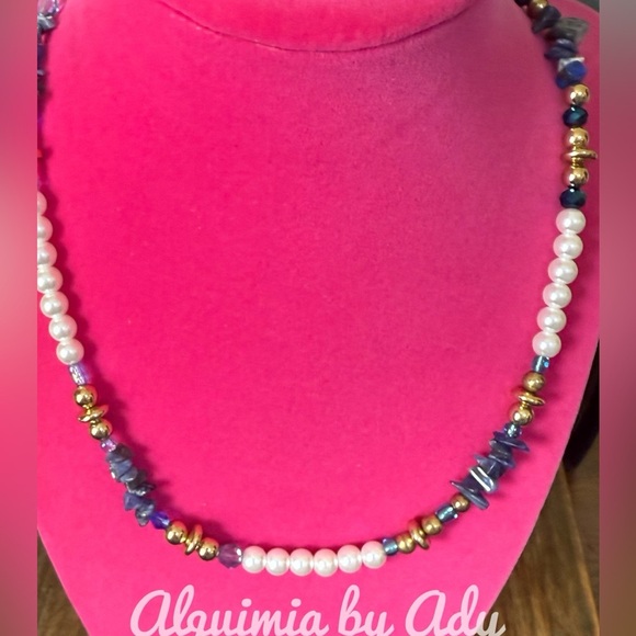 Alquimia NEW pearls and lapis necklace